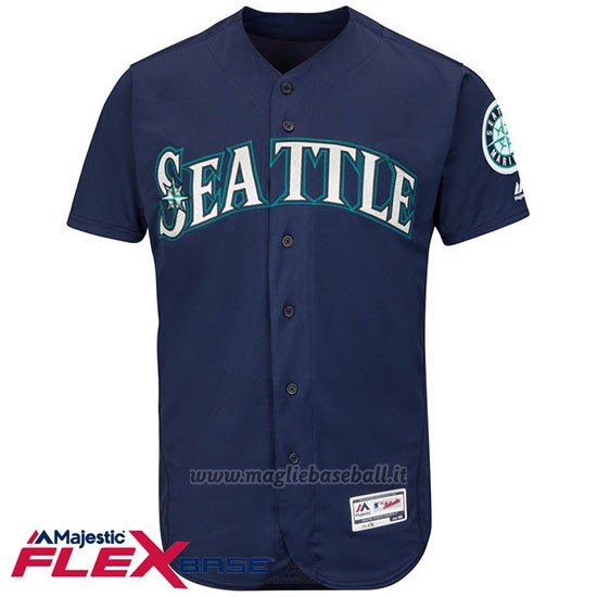 Maglia Baseball Uomo Seattle Mariners Blank Blu Flex Base Autentico Collezione